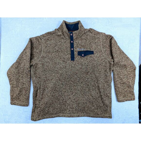 Eddie Bauer Men's 1/2 Snap Button Sweater with Pockets 2XL Brown/Gold - Picture 1 of 10